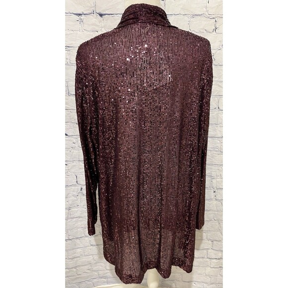 NWT ANNE KLEIN Women’s Sequin Draped Open Front Cardigan Deep Plum Size XL $149 - Picture 5 of 11